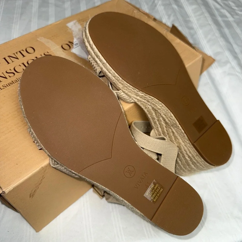 Vivaia Wedge Sandals Espadrille Ankle Strap Casual Summer Sandal Size 9.5 EUR 41